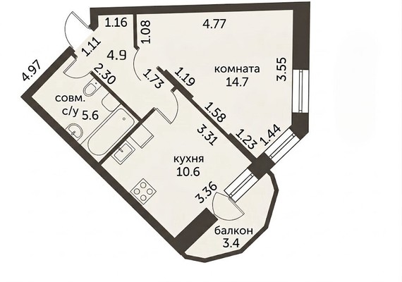 Продам однокомнатную (1-комн.) квартиру, Фёдора Абрамова ул, 15А, Парголово п