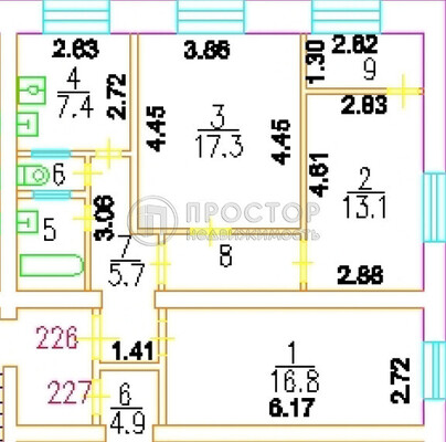 Продам трехкомнатную (3-комн.) квартиру, Свободы ул, 13/2, Москва г