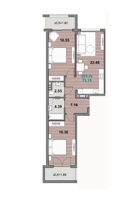 Продам двухкомнатную (2-комн.) квартиру (долевое), Гагарина ул, 89к8, Зеленоградск г