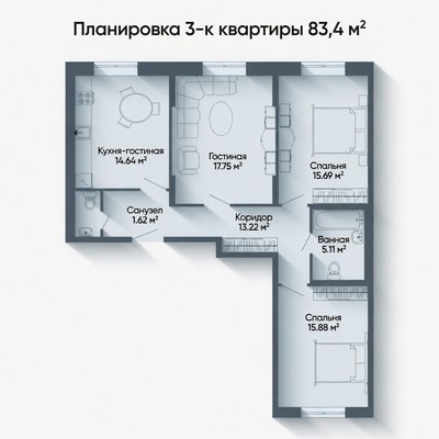 Продам трехкомнатную (3-комн.) квартиру, Петровский б-р, 2к1, Мурино п