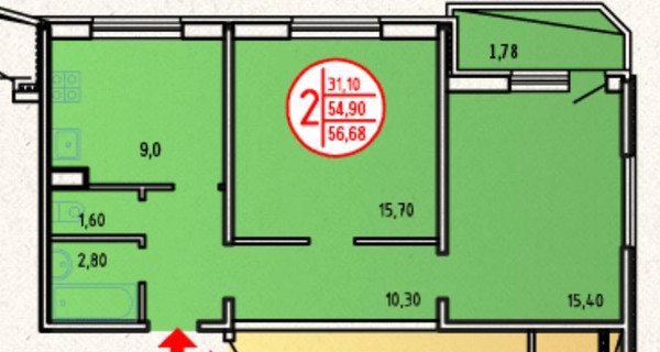 Продам двухкомнатную (2-комн.) квартиру, Домбайская ул, 12, Краснодар г