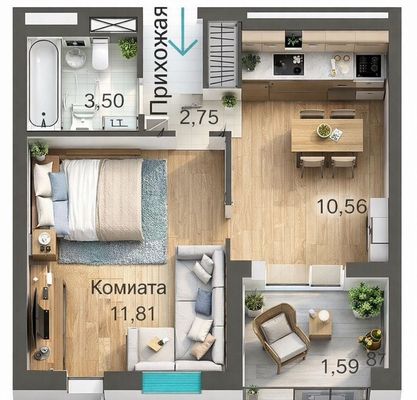 Продам однокомнатную (1-комн.) квартиру, Святителя Гурия ул, 7к1, Симферополь г