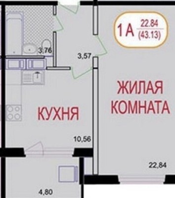 Продам однокомнатную (1-комн.) квартиру, Спортивная ул, 2, Быково п