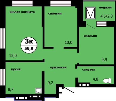 Продам трехкомнатную (3-комн.) квартиру, Лесников ул, 51, Красноярск г