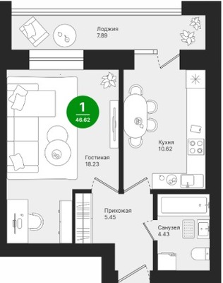 Продам однокомнатную (1-комн.) квартиру, Молодежная ул, 18Б, Семеновка с