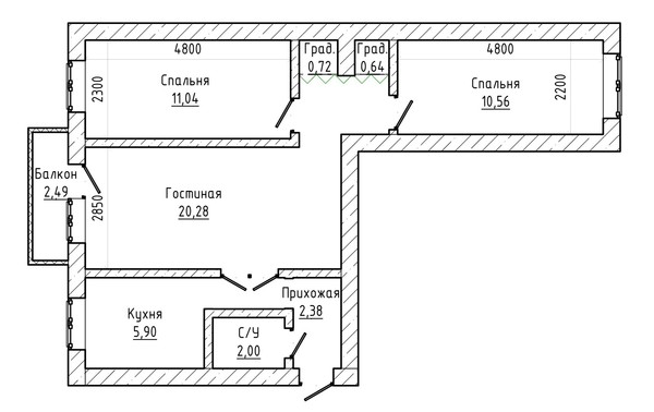 Продам трехкомнатную (3-комн.) квартиру, Мусукаева ул, 28, Нальчик г