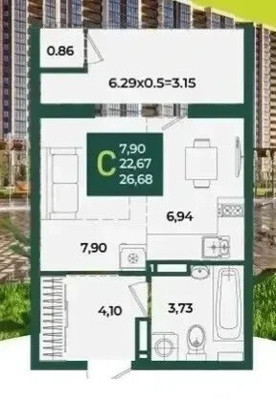 Продам однокомнатную (1-комн.) квартиру, им. Адмирала Макарова ул, 10, Краснодар г