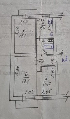 Продам трехкомнатную (3-комн.) квартиру, Большевика Попова ул, 8, Грэсовский пгт