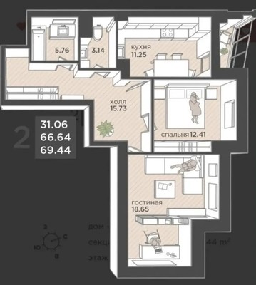 Продам двухкомнатную (2-комн.) квартиру, Гайдара ул, 90к2, Калининград г