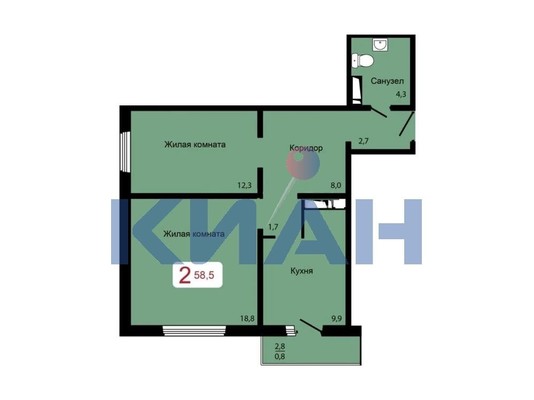 Продам двухкомнатную (2-комн.) квартиру, Аральская ул, 51а, Красноярск г