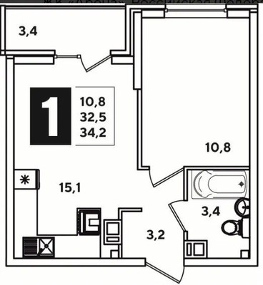 Продам однокомнатную (1-комн.) квартиру, Котанова ул, 2, Новороссийск г