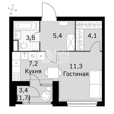 Продам однокомнатную (1-комн.) квартиру, Строительный проезд, 9к1, Москва г