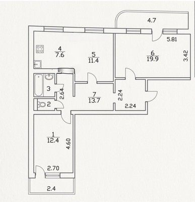 Продам трехкомнатную (3-комн.) квартиру, Ижорского Батальона ул, 7, Колпино г
