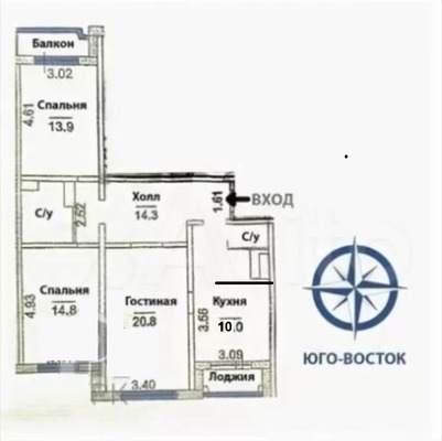 Продам трехкомнатную (3-комн.) квартиру, Комсомольский пр-кт, 24к2, Люберцы г