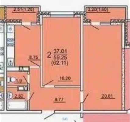 Продам двухкомнатную (2-комн.) квартиру, им. Евгении Жигуленко ул, 11к1, Краснодар г