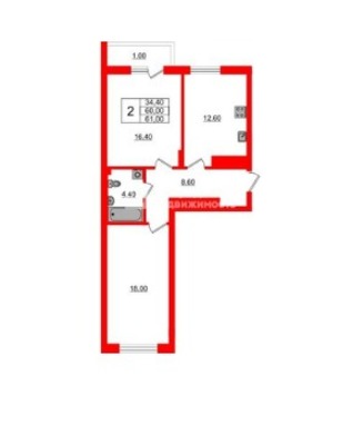 Продам двухкомнатную (2-комн.) квартиру (долевое), Подполковника Емельянова ул, Калининград г
