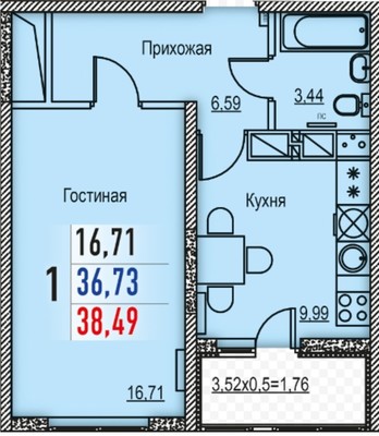 Продам однокомнатную (1-комн.) квартиру, Владимирская ул, 55кв, Анапа г