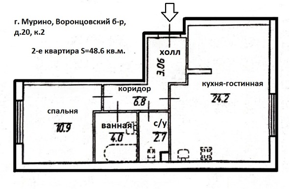 Продам двухкомнатную (2-комн.) квартиру, Воронцовский б-р, 20к2, Мурино п