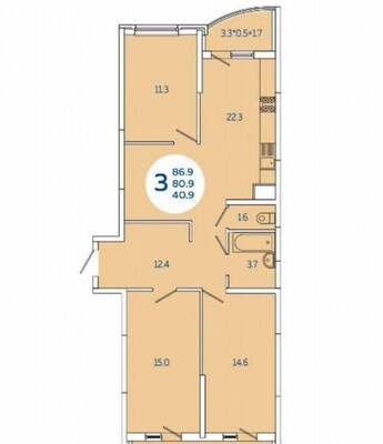 Продам трехкомнатную (3-комн.) квартиру, им. Адмирала Крузенштерна ул, 6, Краснодар г
