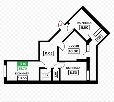 Продам трехкомнатную (3-комн.) квартиру, им. лётчика Позднякова ул, 2, Краснодар г