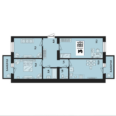 Продам трехкомнатную (3-комн.) квартиру, Тургеневское шоссе ул, 33/3, Новая Адыгея аул