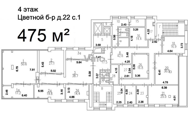 Сдам офисное помещение 474,8 м2, Цветной б-р, 22 1, Москва г