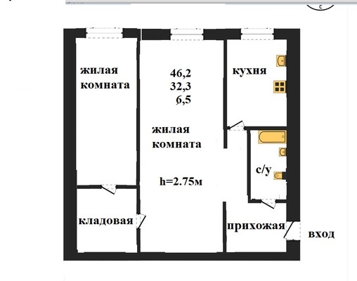 Продам двухкомнатную (2-комн.) квартиру, Свердлова ул, 38а, Пенза г