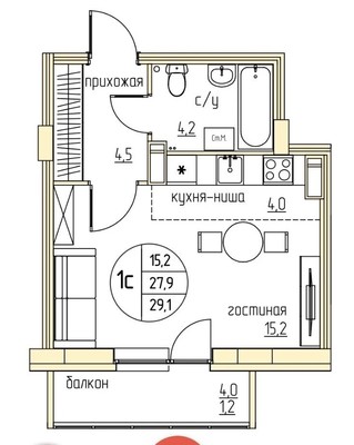 Продам однокомнатную (1-комн.) квартиру, Кустовая ул, 2а, Пермь г