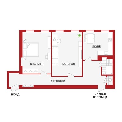 Продам двухкомнатную (2-комн.) квартиру, Кропоткина ул, 5, Санкт-Петербург г