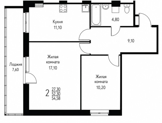 Продам двухкомнатную (2-комн.) квартиру, Фрезеровщиков ул, 94, Пермь г