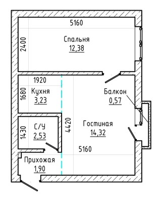 Продам однокомнатную (1-комн.) квартиру, Убыхская ул, 3, Нальчик г