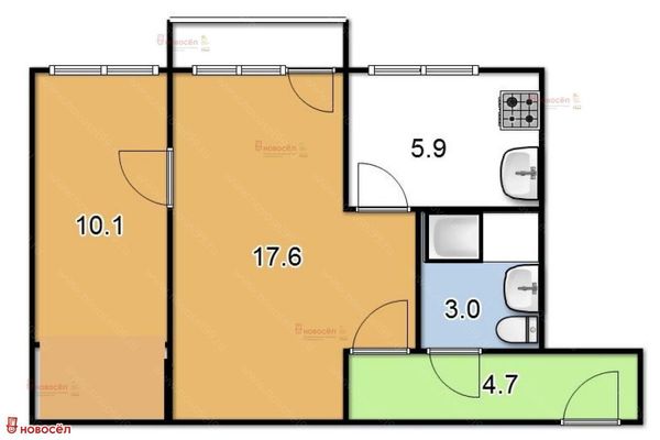 Продам двухкомнатную (2-комн.) квартиру, Комсомольская пл, 14, Екатеринбург г