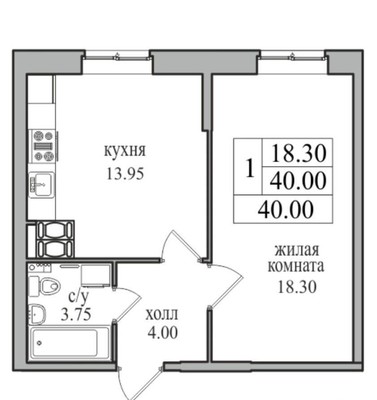 Продам однокомнатную (1-комн.) квартиру, Шишкина ул, 293, Парголово п