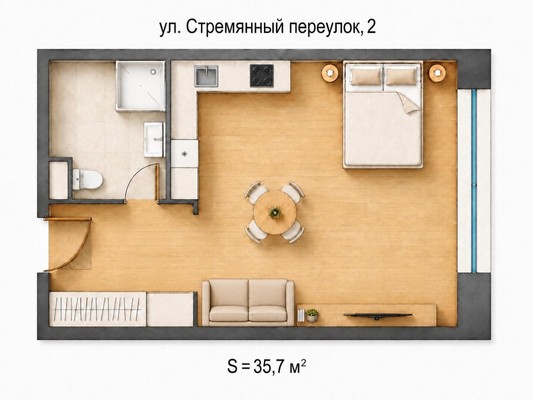Продам однокомнатную (1-комн.) квартиру, Стремянный пер, 2, Москва г