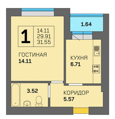 Продам однокомнатную (1-комн.) квартиру, Маршала Новикова ул, 11, Калининград г