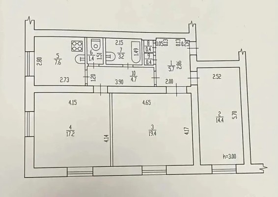 Продам трехкомнатную (3-комн.) квартиру, Чапаева ул, 8, Брянск г