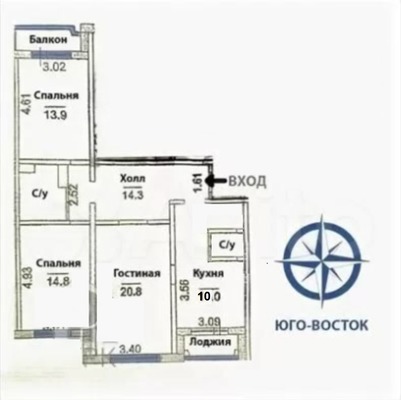 Продам трехкомнатную (3-комн.) квартиру, Комсомольский пр-кт, 24к2, Люберцы г
