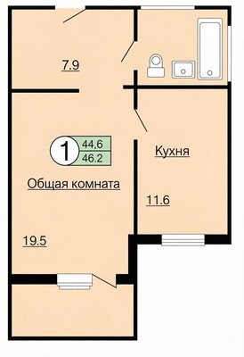 Продам однокомнатную (1-комн.) квартиру, Мужества ул, 16, Красноярск г