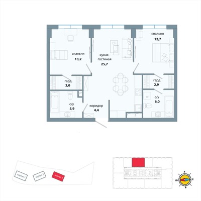Продам двухкомнатную (2-комн.) квартиру, Василия Ланового ул, 6к2, Москва г