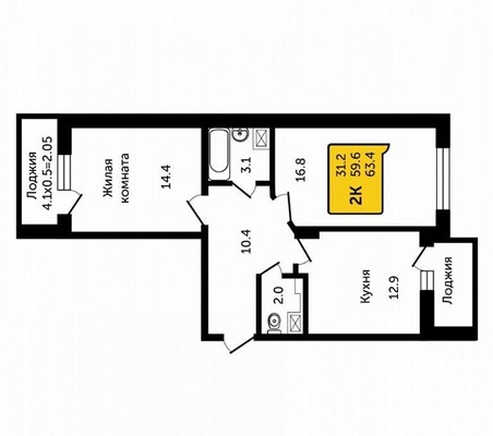 Продам двухкомнатную (2-комн.) квартиру, 2-я Краснодарская ул, 169, Ростов-на-Дону г