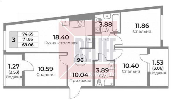 Продам трехкомнатную (3-комн.) квартиру (долевое), Пригородная ул, 18, Калининград г