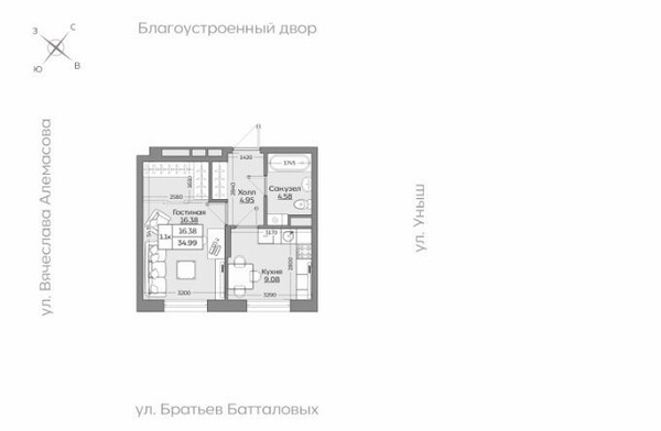 Продам однокомнатную (1-комн.) квартиру (долевое), Рауиса Гареева ул, 20кд, Казань г