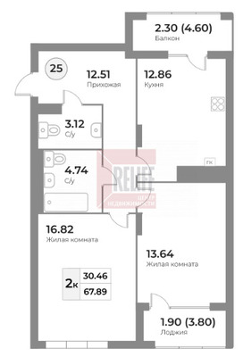 Продам двухкомнатную (2-комн.) квартиру (долевое), Портовая ул, Калининград г