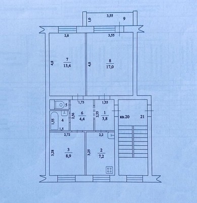 Продам трехкомнатную (3-комн.) квартиру, Московская ул, 13, Деденево рп
