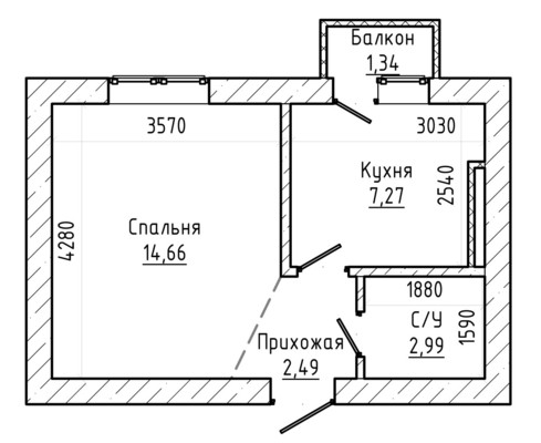 Продам однокомнатную (1-комн.) квартиру, Кабардинская ул, 230, Нальчик г