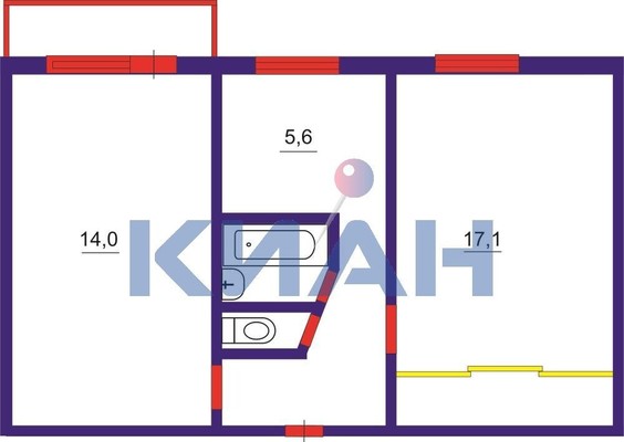 Продам двухкомнатную (2-комн.) квартиру, Свободный пр-кт, 43а, Красноярск г