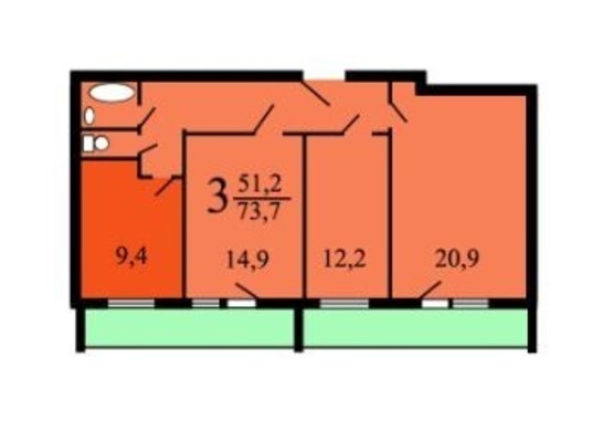 Продам трехкомнатную (3-комн.) квартиру, Авангардная ул, 19/30, Москва г