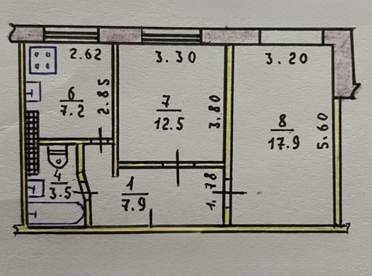 Продам двухкомнатную (2-комн.) квартиру, Лермонтова ул, 11, Симферополь г