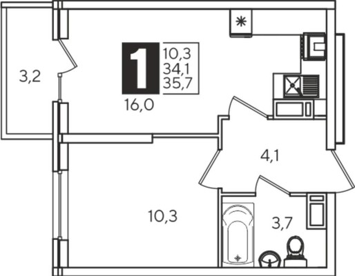 Продам однокомнатную (1-комн.) квартиру, им. Героя Пешкова ул, 14к1, Краснодар г