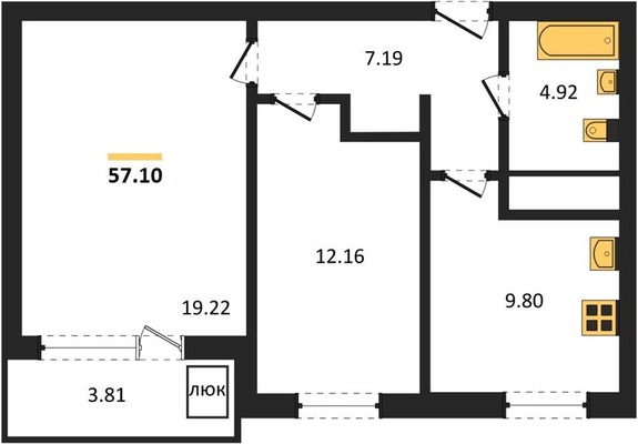 Продам двухкомнатную (2-комн.) квартиру, Центральная ул, 23, Засечное с